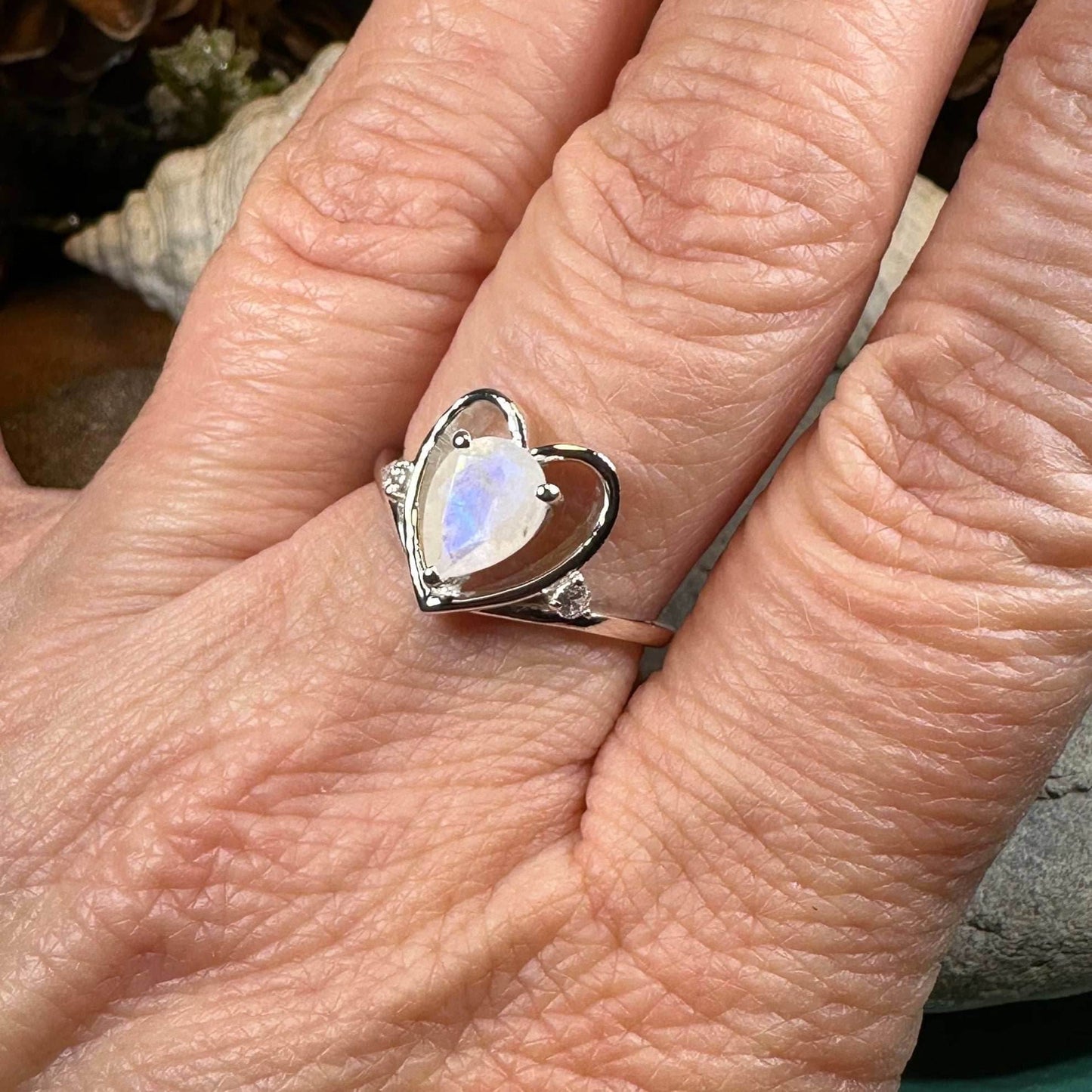 Wistful Moonstone Heart Ring - 6