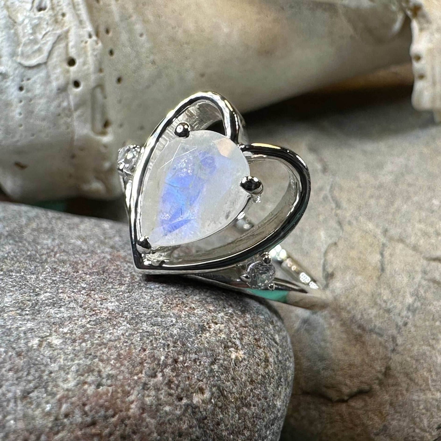 Wistful Moonstone Heart Ring - 6