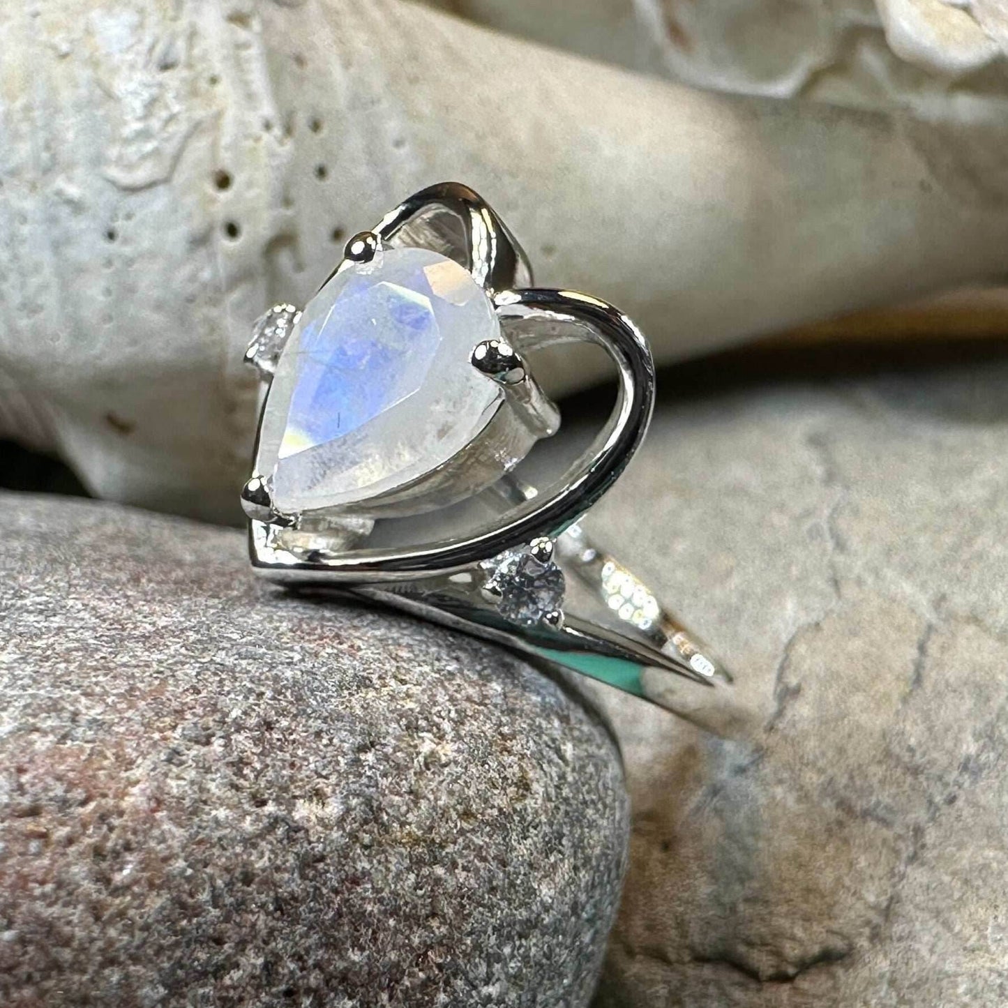 Wistful Moonstone Heart Ring - 6