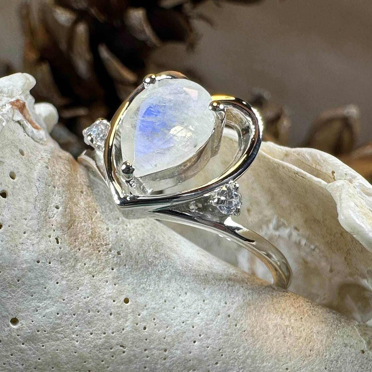 Wistful Moonstone Heart Ring - 6