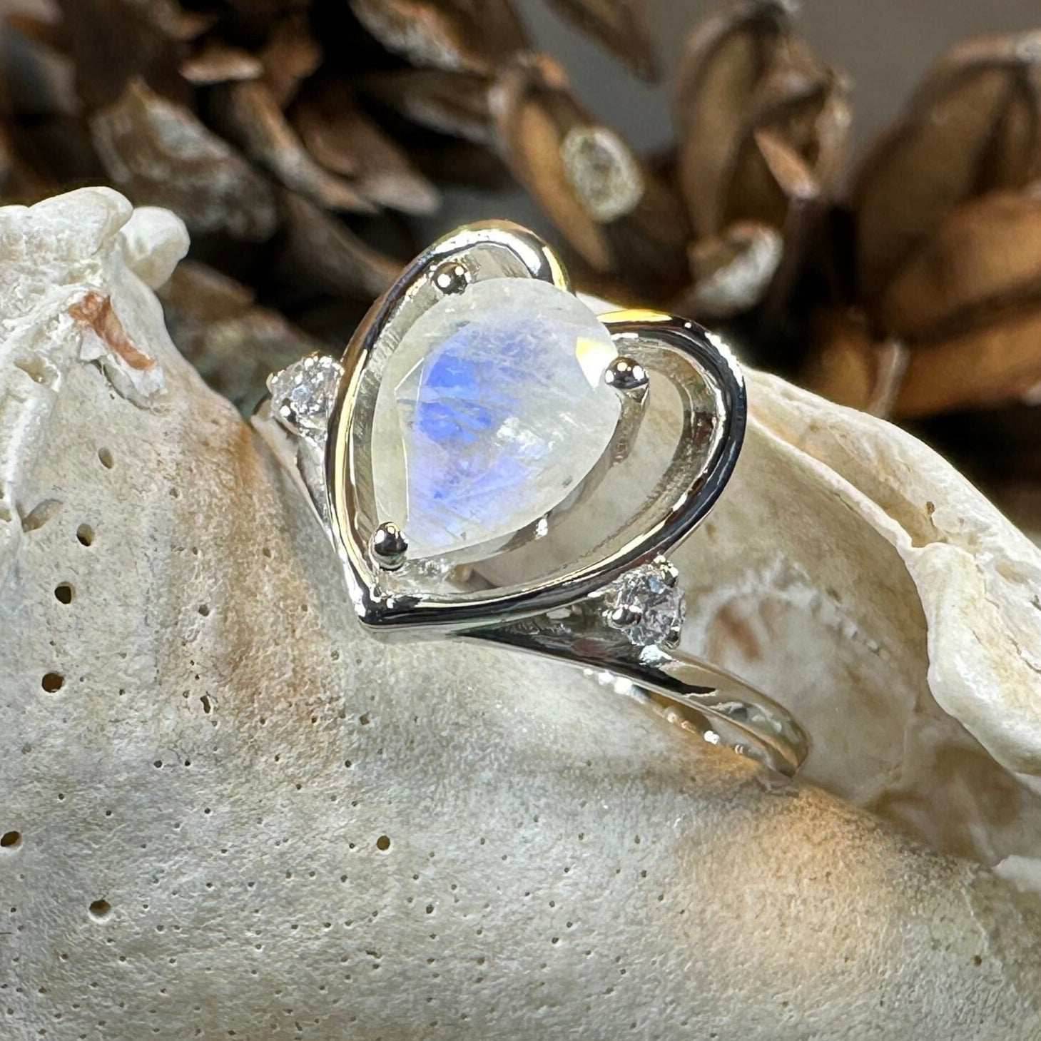 Wistful Moonstone Heart Ring - 6