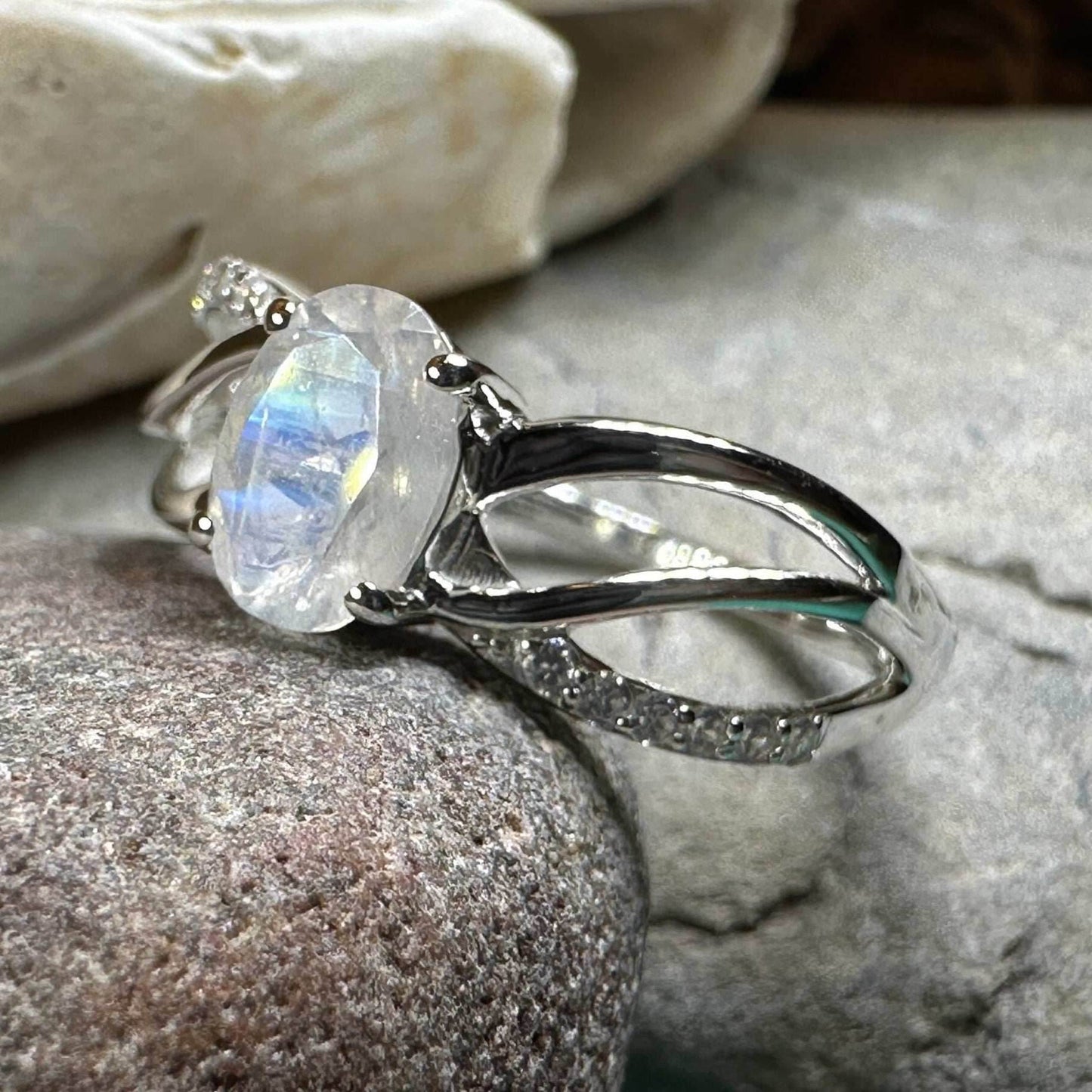 Snow Queen Moonstone Ring - 10