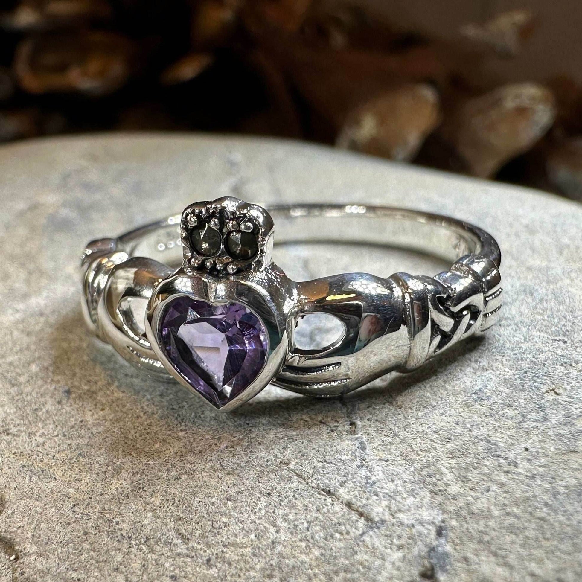 Eriu Marcasite Claddagh Ring - 5