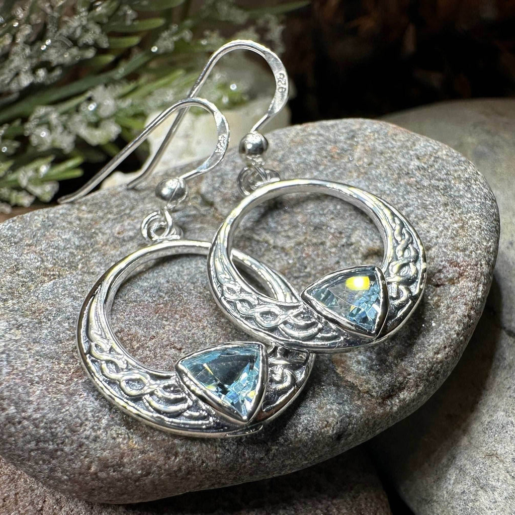Clarion Trinity Knot Earrings - Blue Topaz