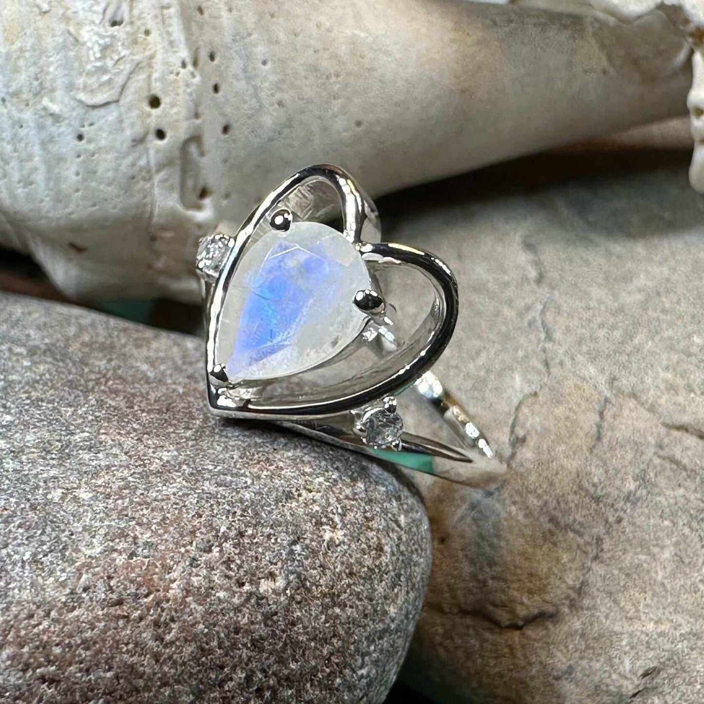 Wistful Moonstone Heart Ring - 6
