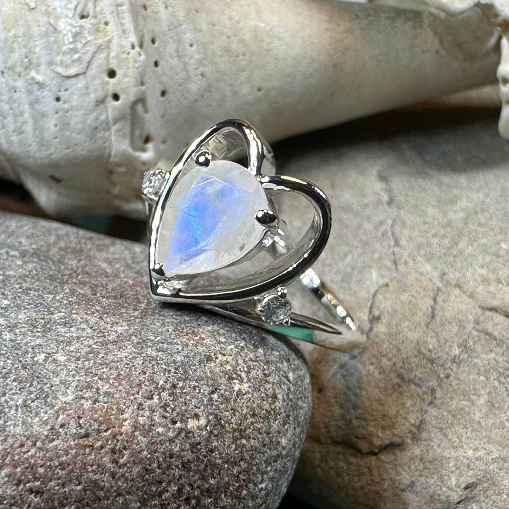 Wistful Moonstone Heart Ring - 6