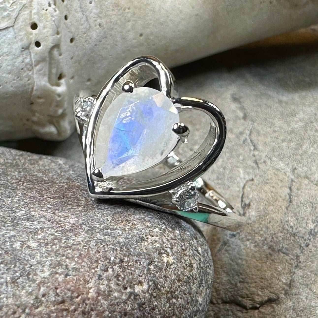 Wistful Moonstone Heart Ring - 6
