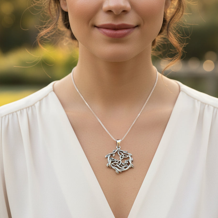 Mistletoe Trinity Knot Necklace