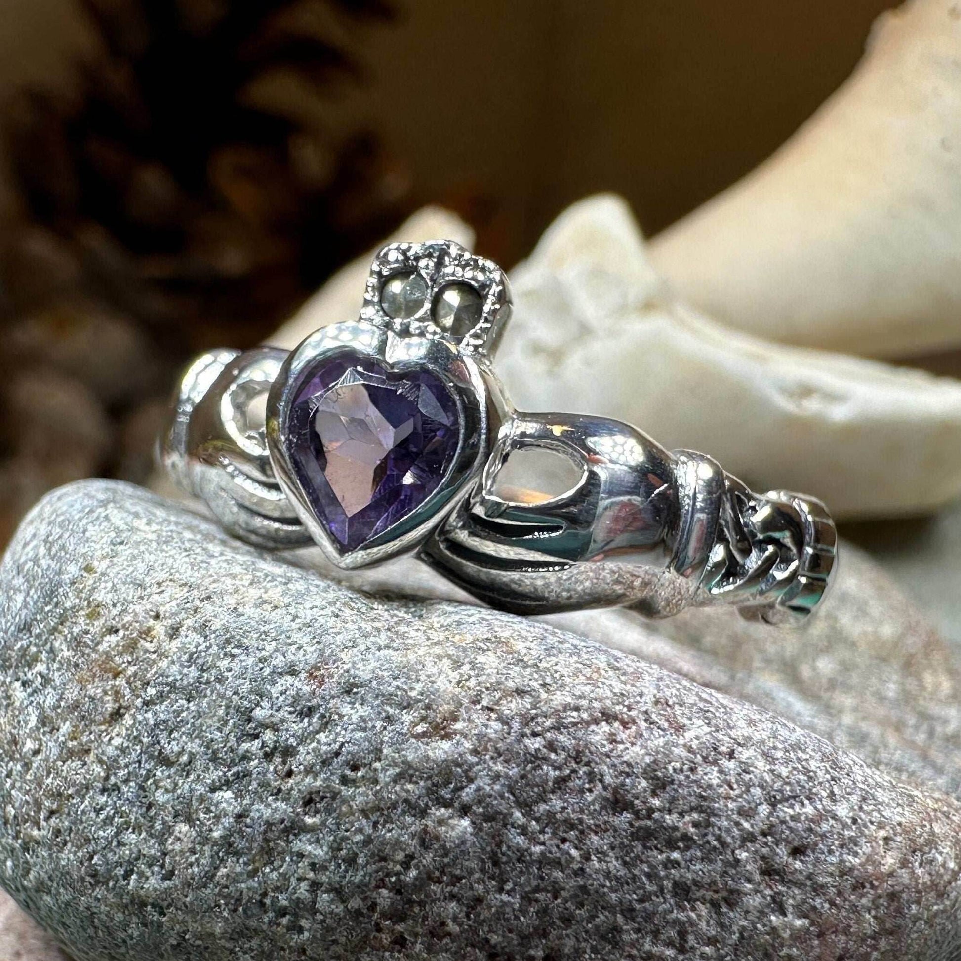 Eriu Marcasite Claddagh Ring - 5