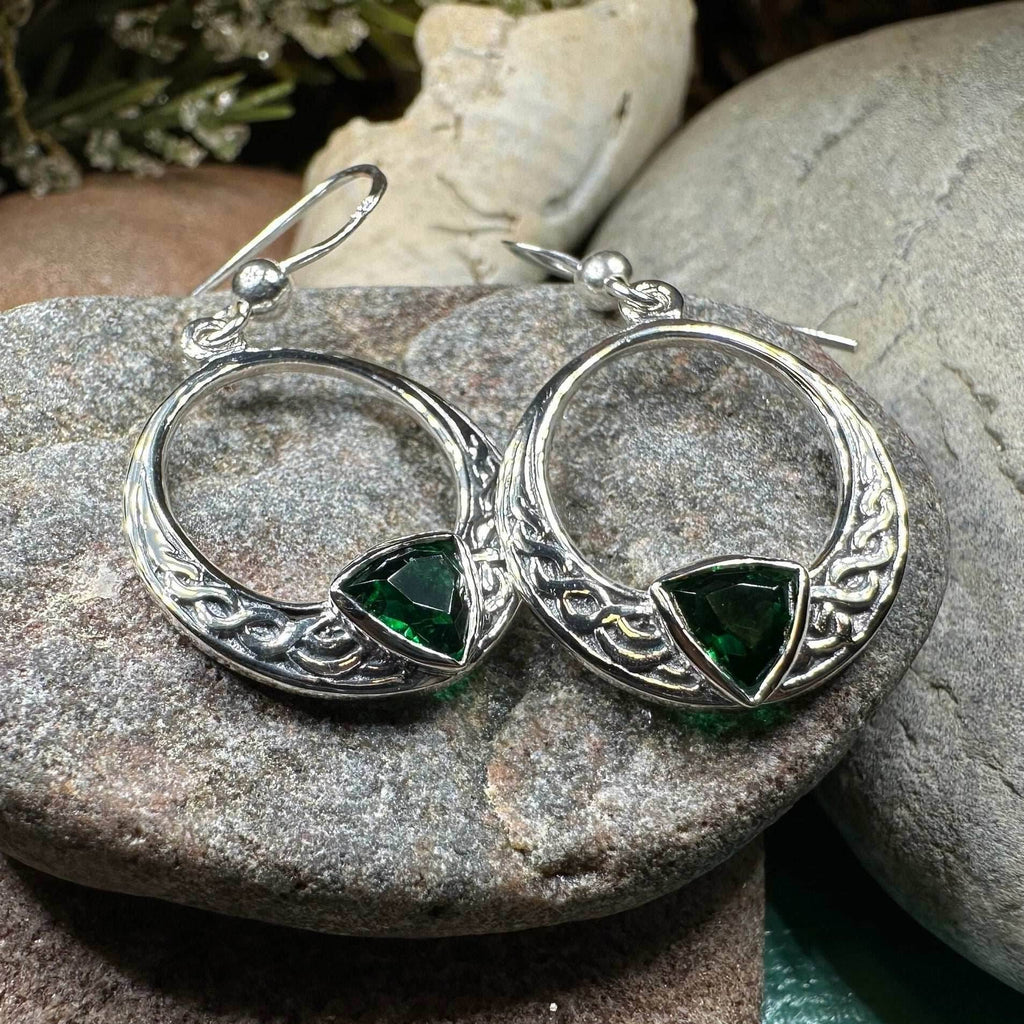 Clarion Trinity Knot Earrings - Emerald CZ