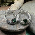 Clarion Trinity Knot Earrings - Emerald CZ