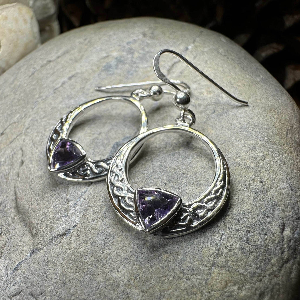 Clarion Trinity Knot Earrings - Amethyst