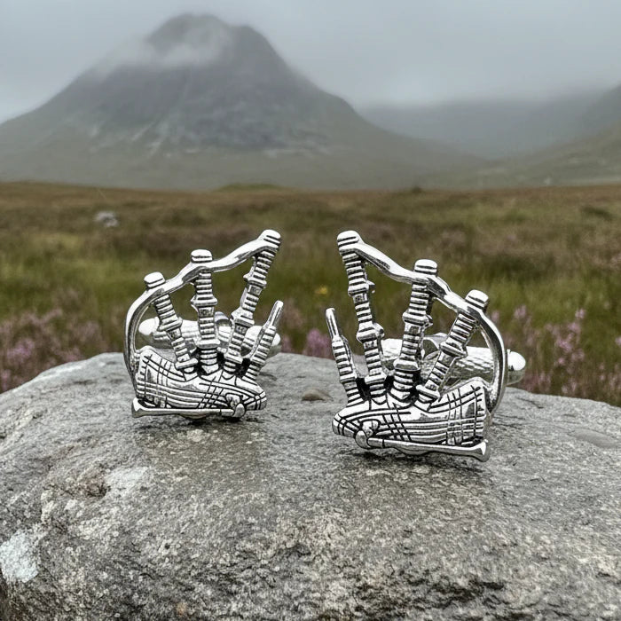 Highlander Bagpipes Cuff Links