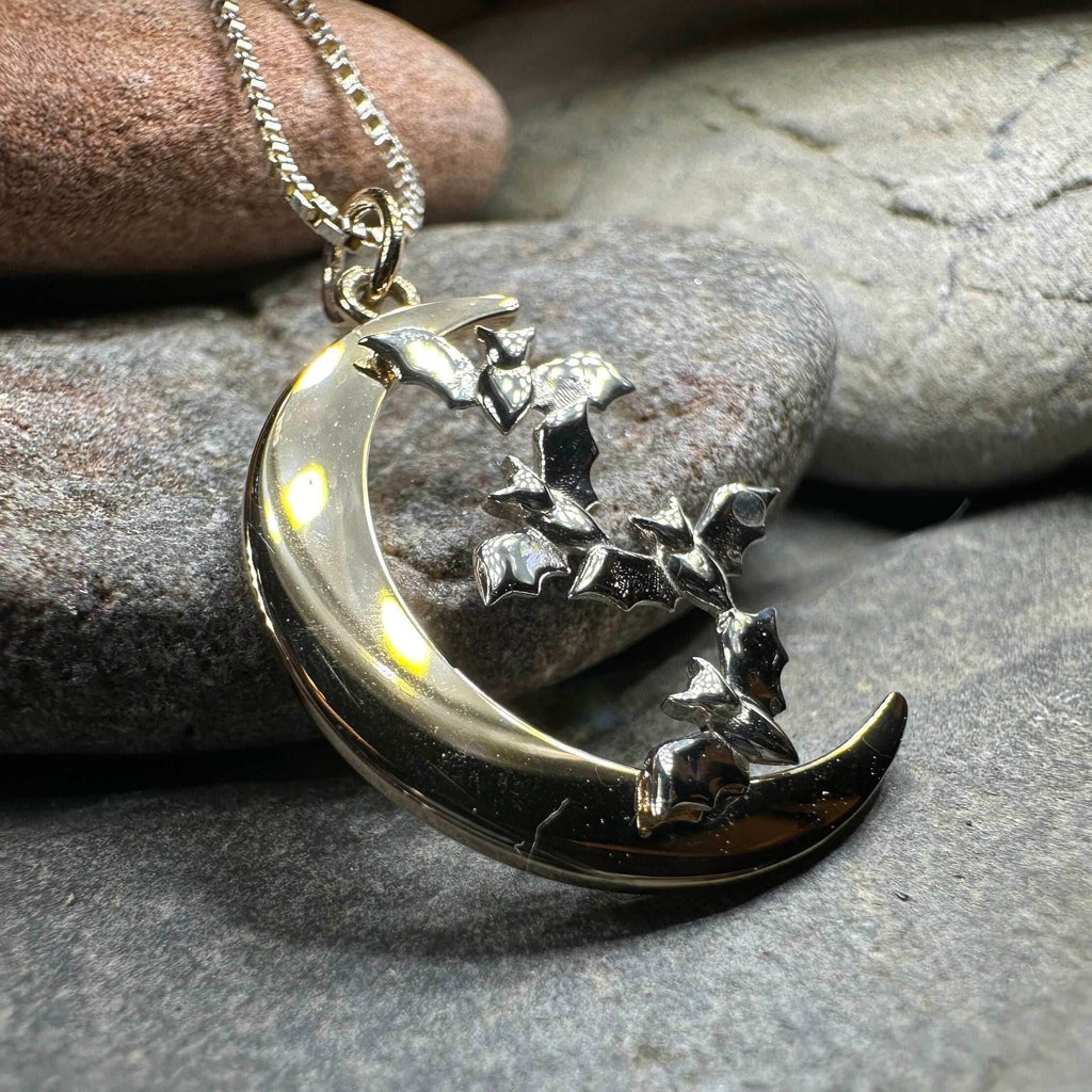 Moon & Flying Bats Necklace - 18