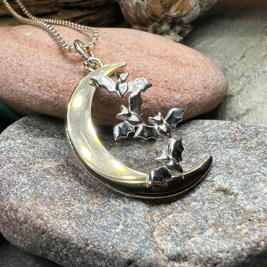 Moon & Flying Bats Necklace - 18
