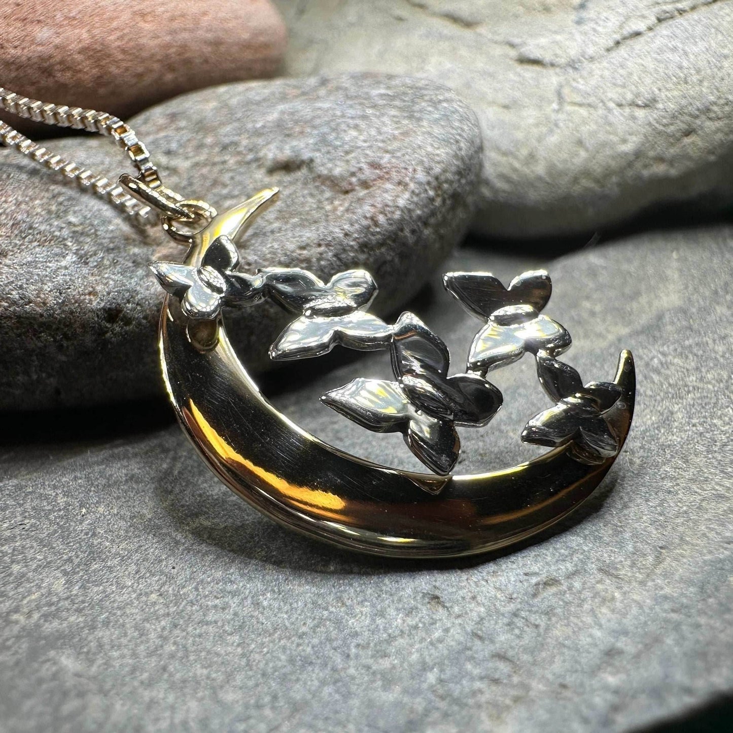 Butterfly Flight Over the Moon Necklace - 18