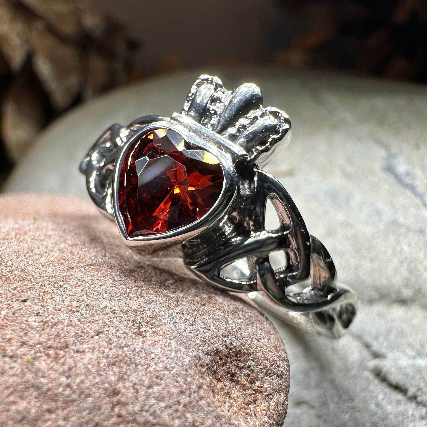 Agivey Claddagh Ring - 5 / Ruby CZ