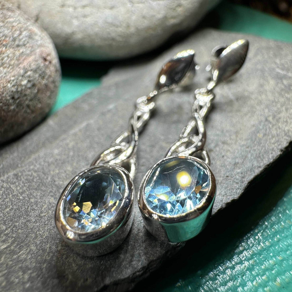 Zara Celtic Knot Earrings - Blue Topaz