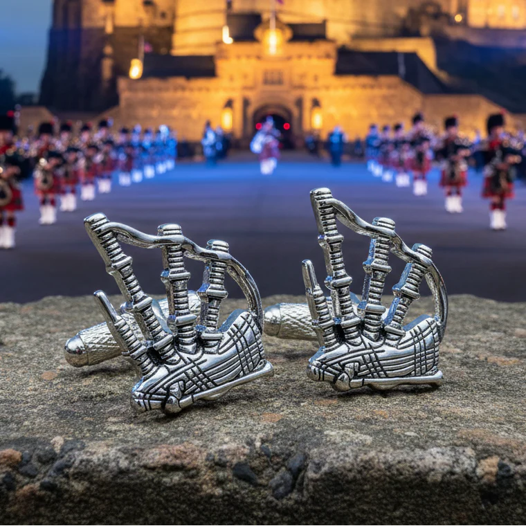 Highlander Bagpipes Cuff Links