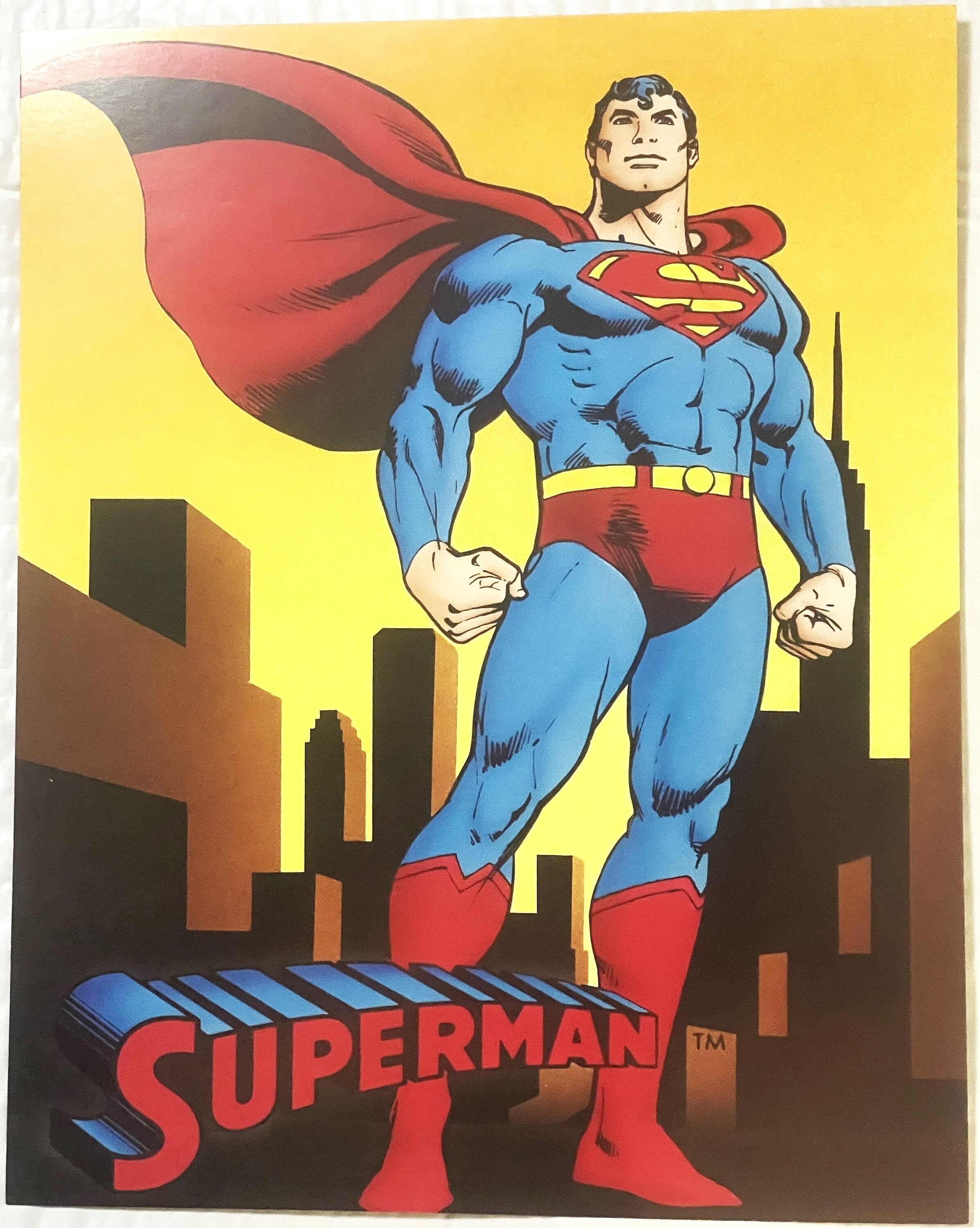 Vintage Large Superman DC Comics Collectible Card Print 1989