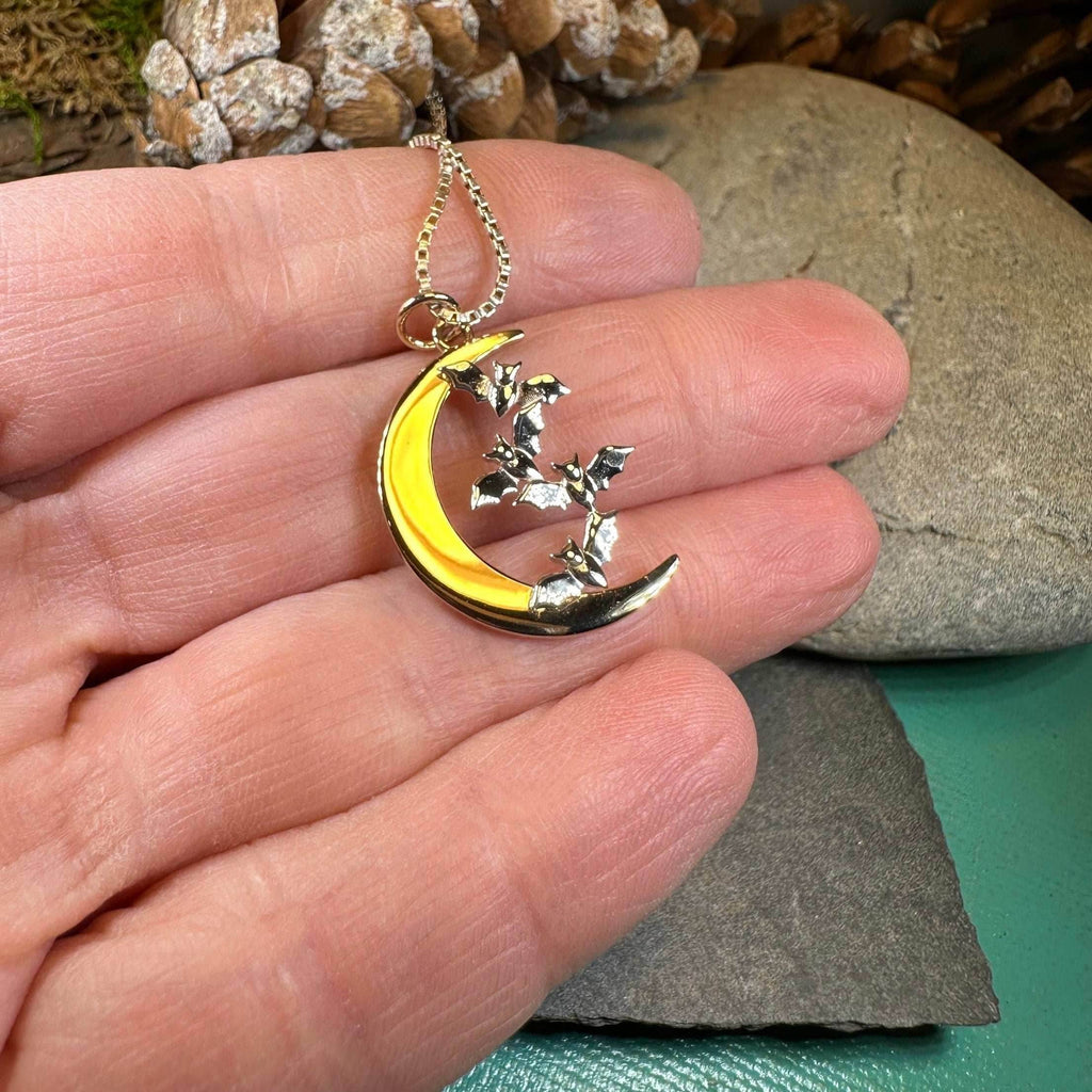 Moon & Flying Bats Necklace - 18
