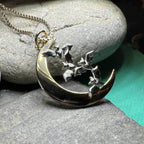 Moon & Flying Bats Necklace - 18