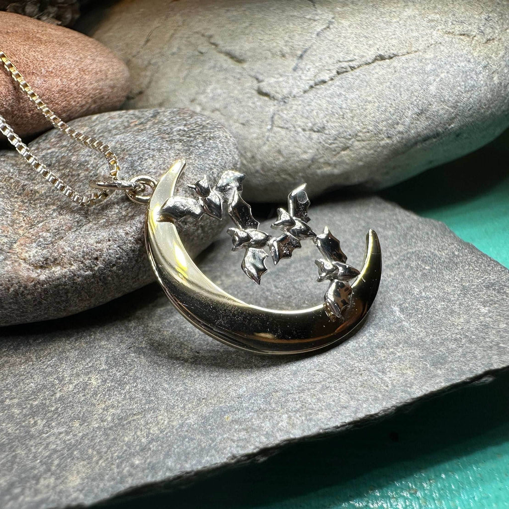 Moon & Flying Bats Necklace - 18