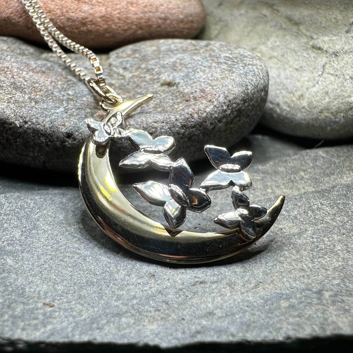 Butterfly Flight Over the Moon Necklace - 18