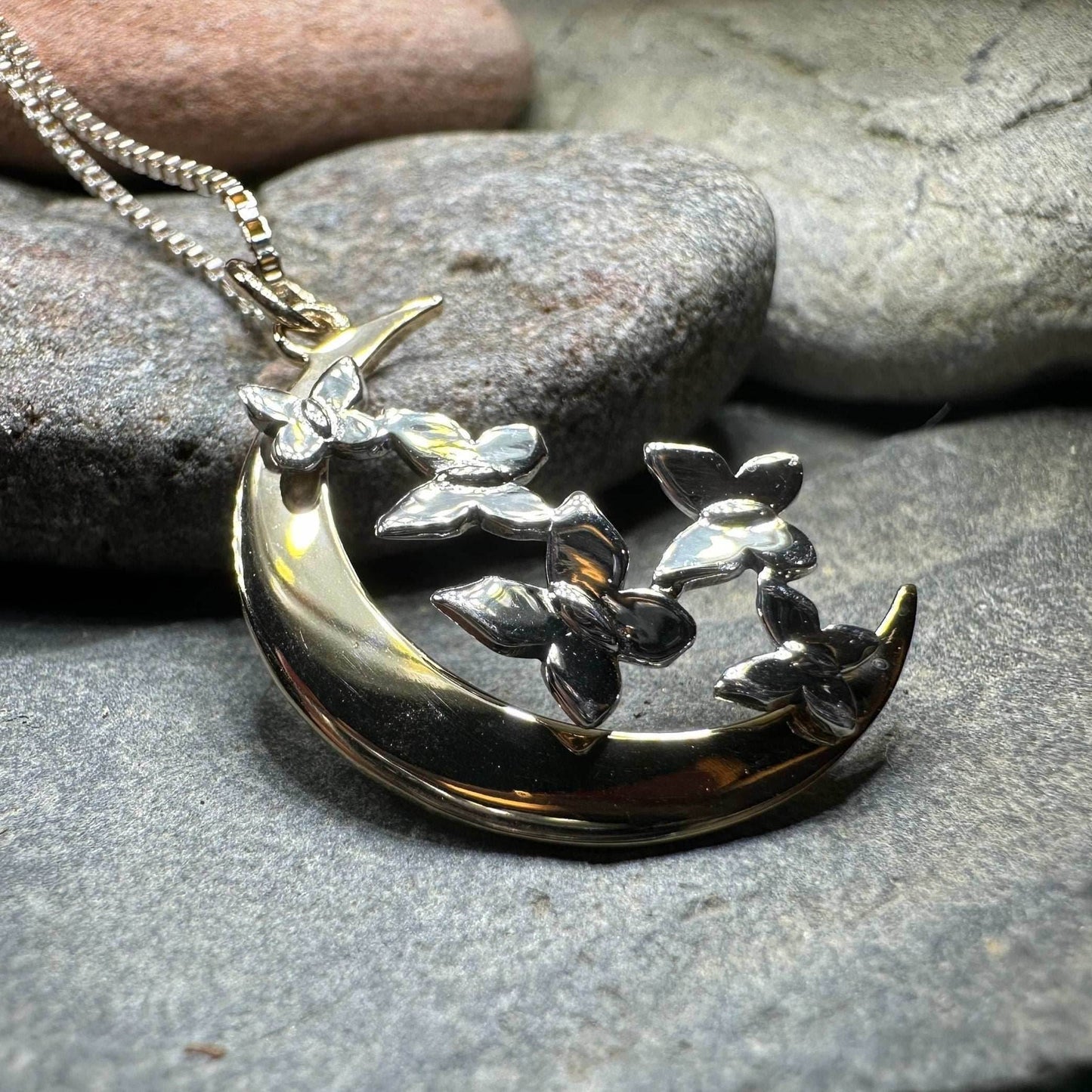 Butterfly Flight Over the Moon Necklace - 18