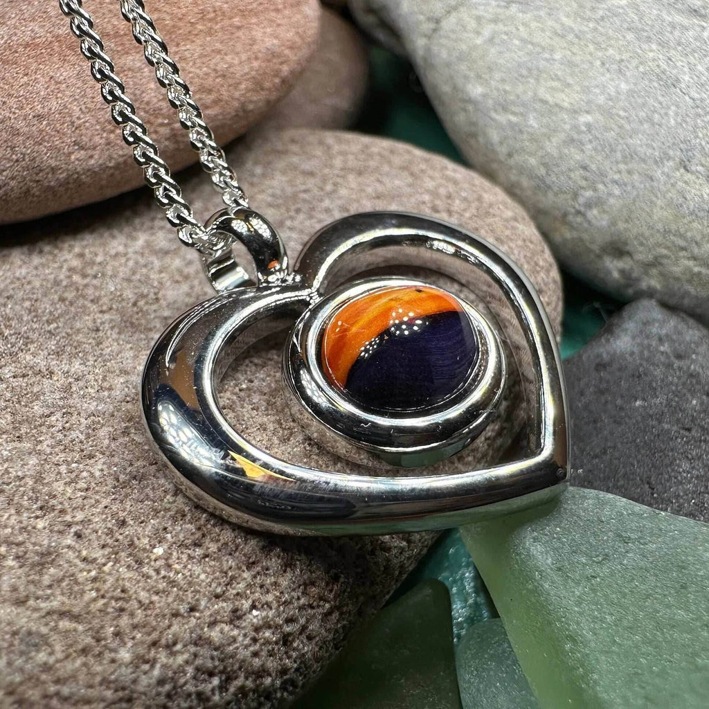 Heathergems Open Heart Necklace - Purple Gold