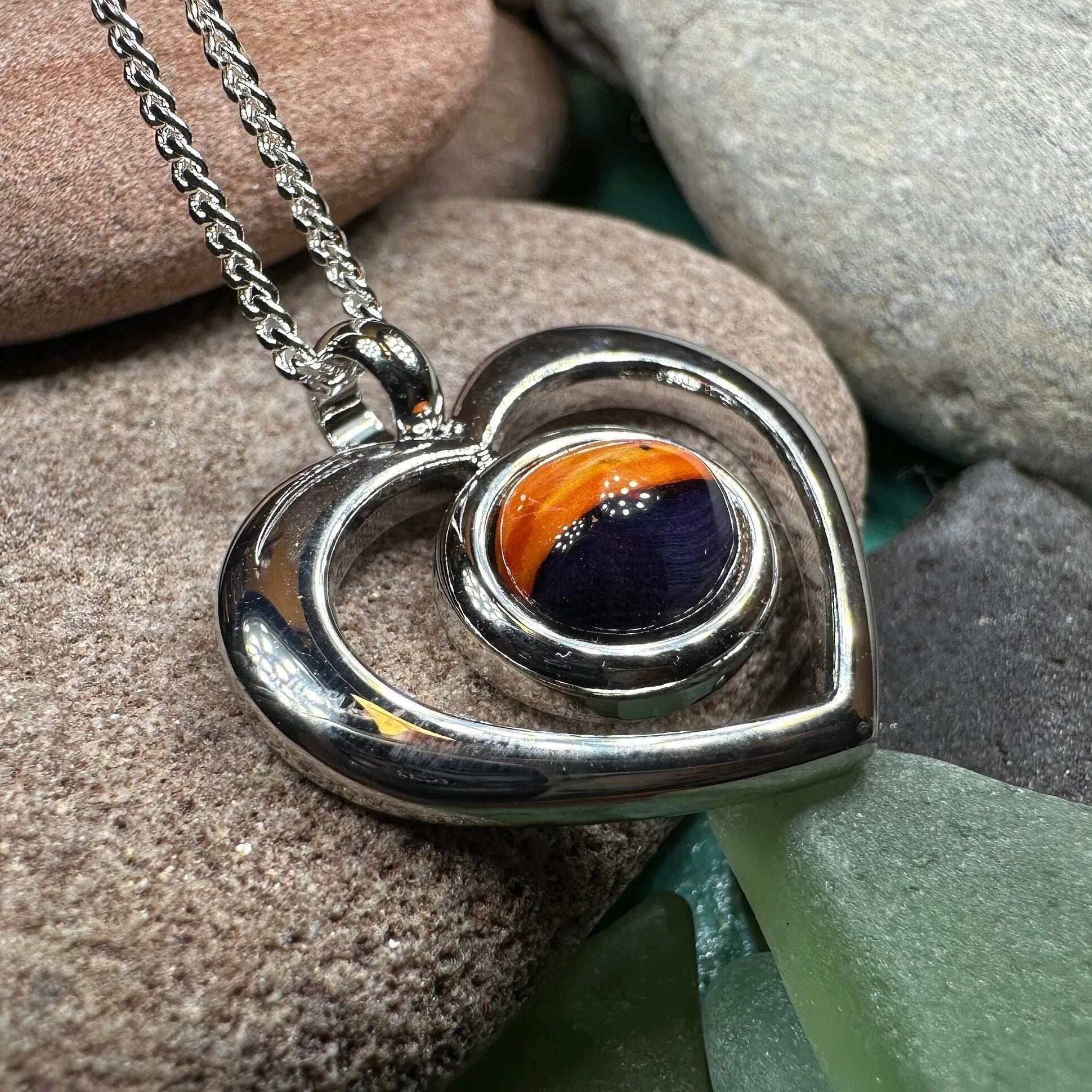 Heathergems Open Heart Necklace - Purple Gold