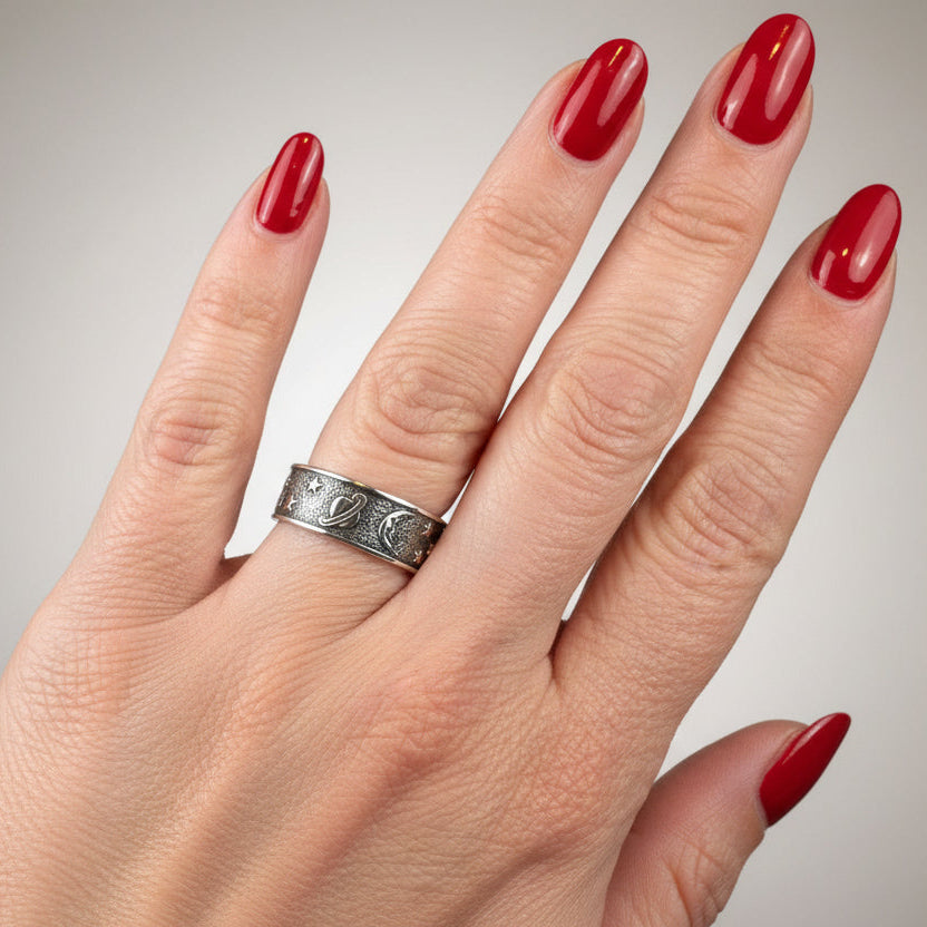 Cosmos Crescent Moon Ring