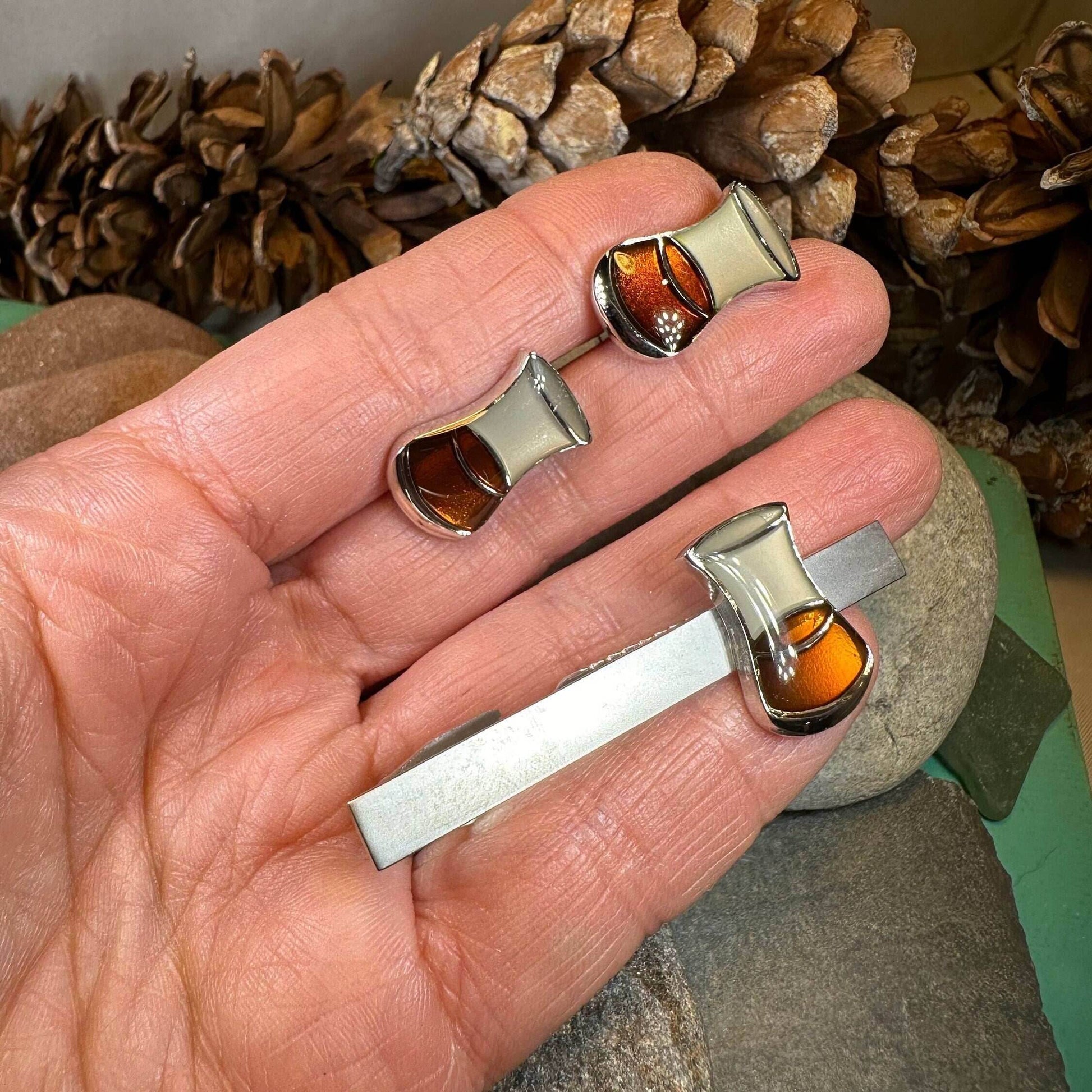Scotch Whisky Cuff Links & Tie Clip Set - 
