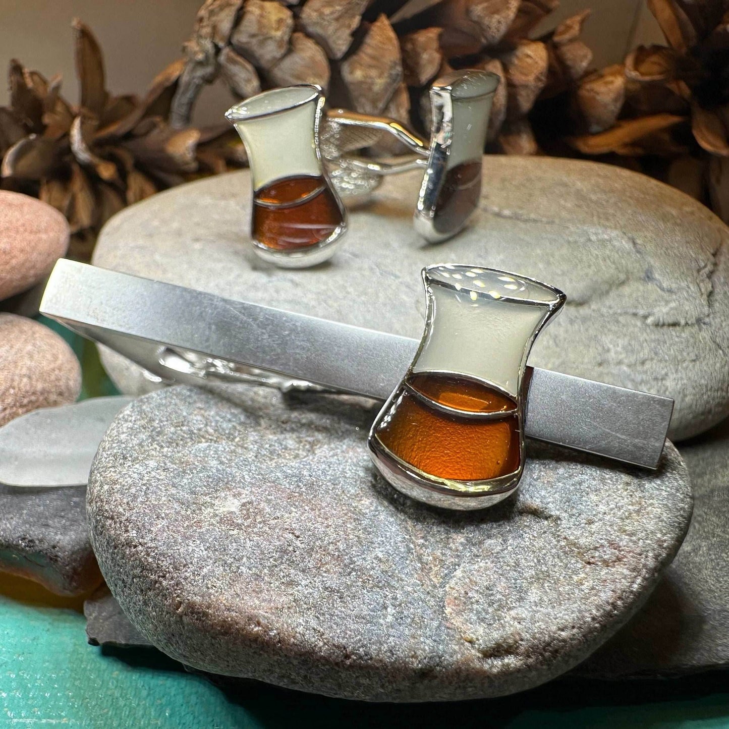 Scotch Whisky Cuff Links & Tie Clip Set - 