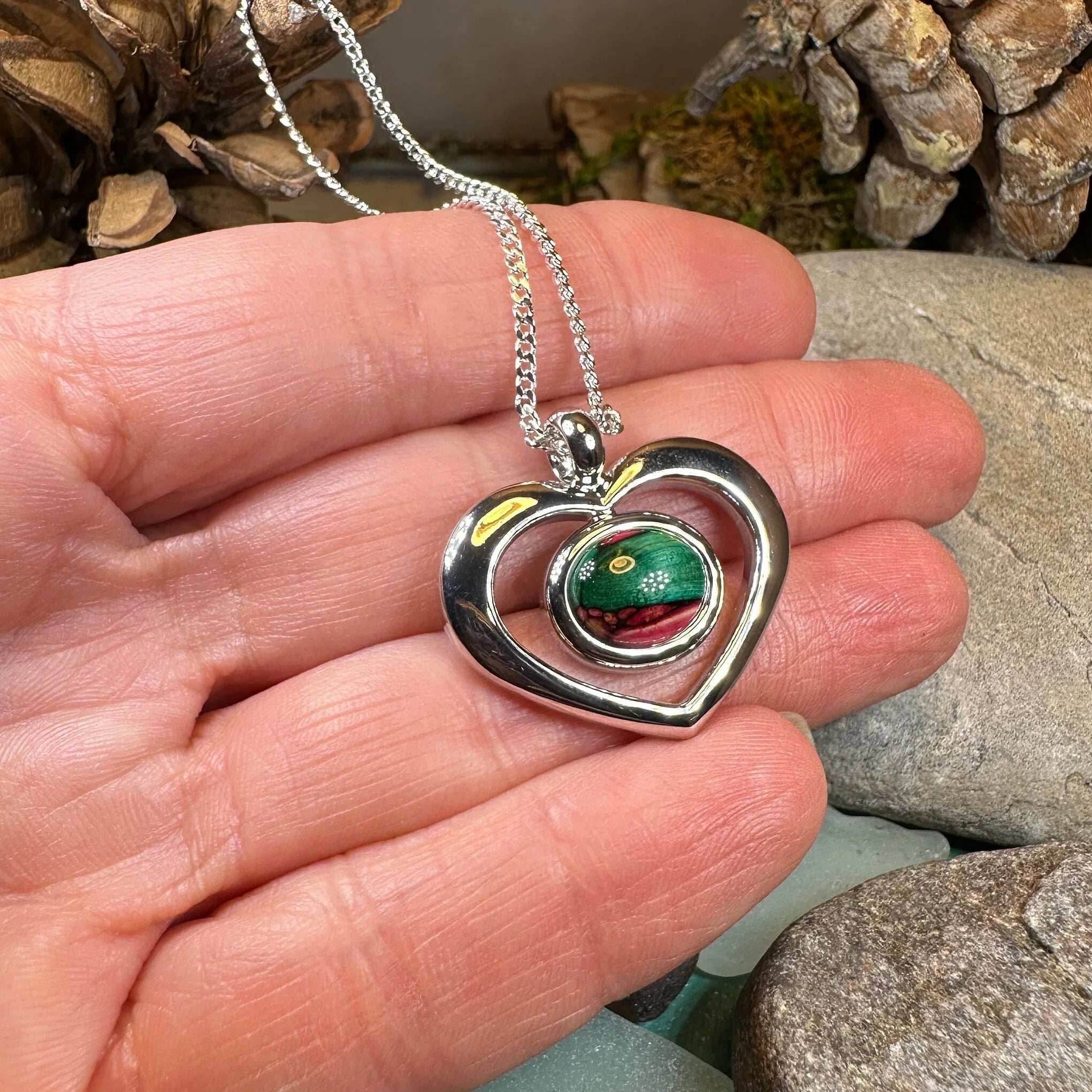 Heathergems Open Heart Necklace - Green