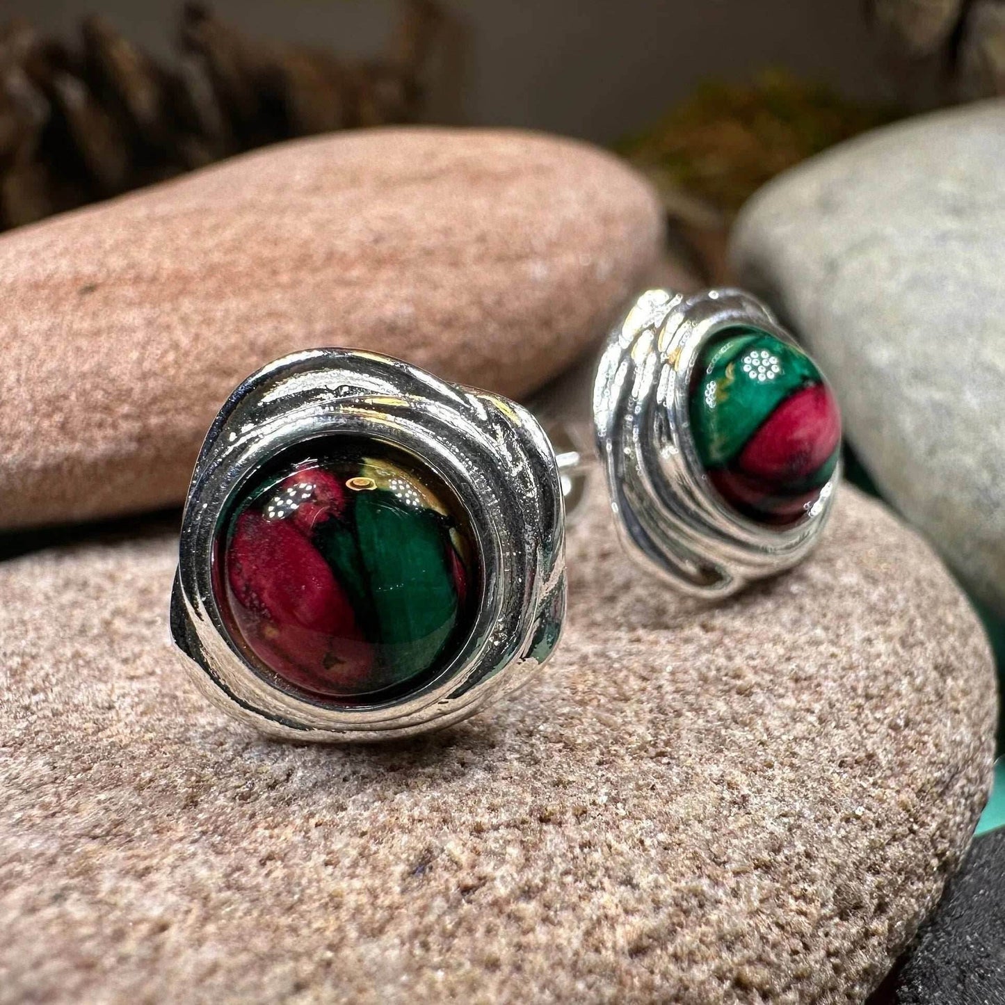 Celtic Heathergems Post Earrings - Green
