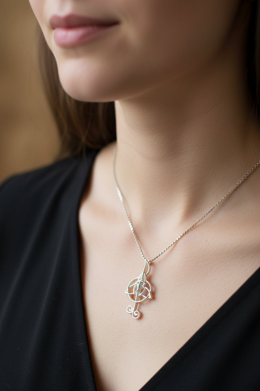 Celtic Music Note Necklace