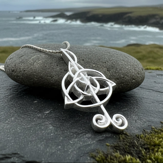 Celtic Music Note Necklace