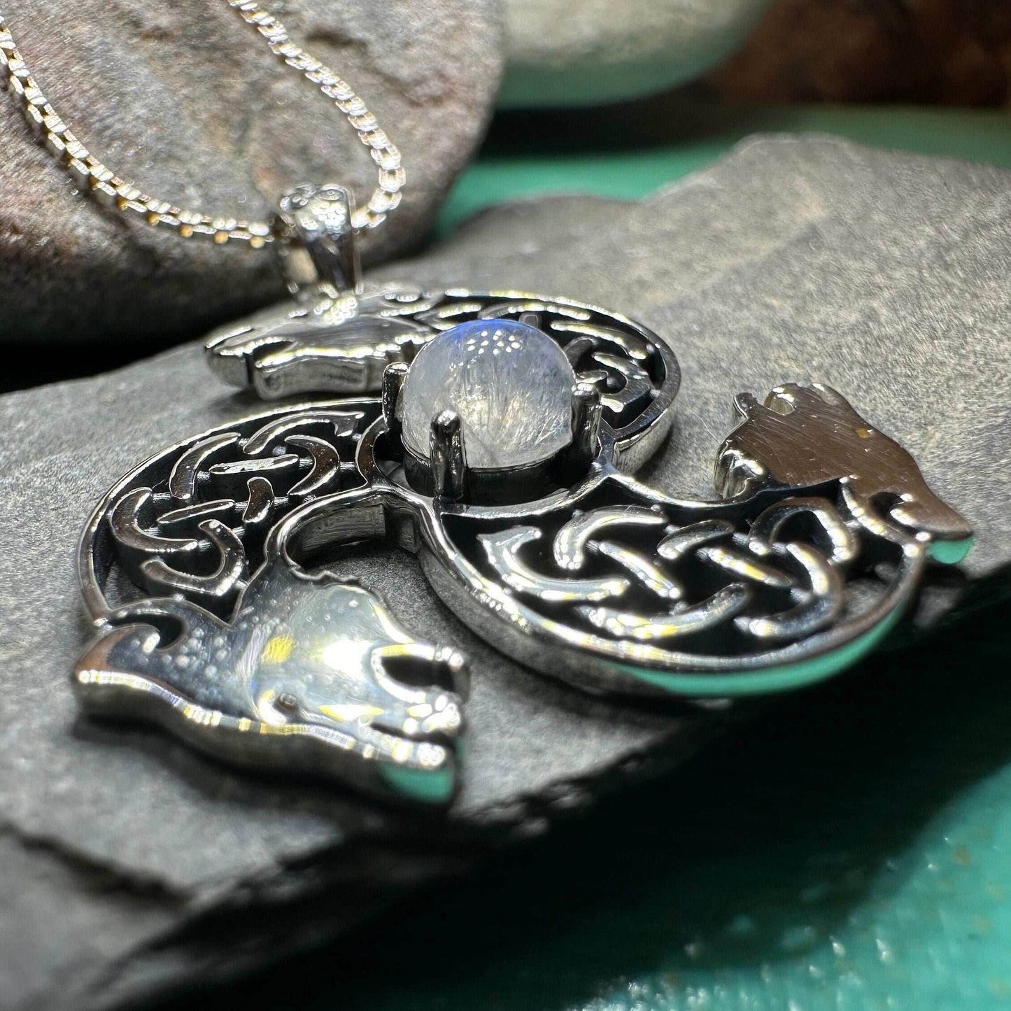 Celtic Bear Triple Spiral Necklace - 18