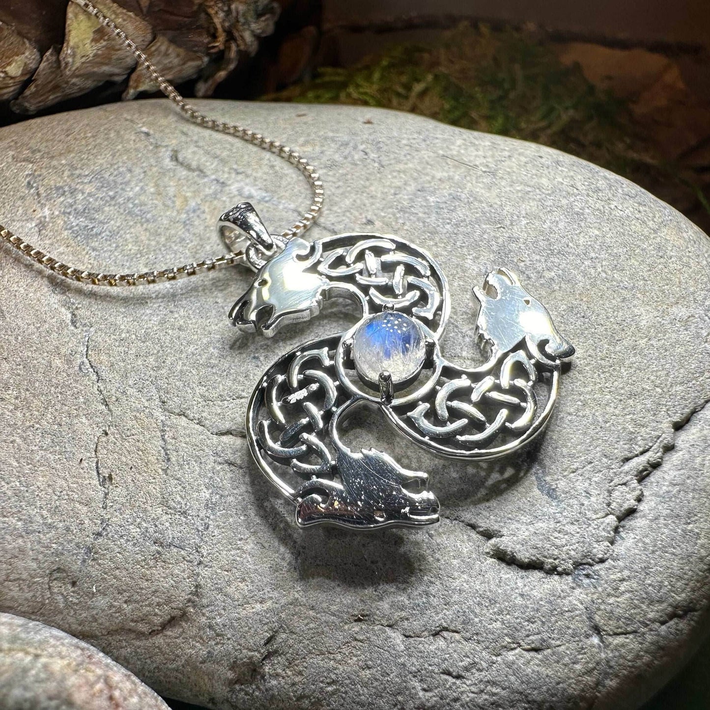 Celtic Bear Triple Spiral Necklace - 18