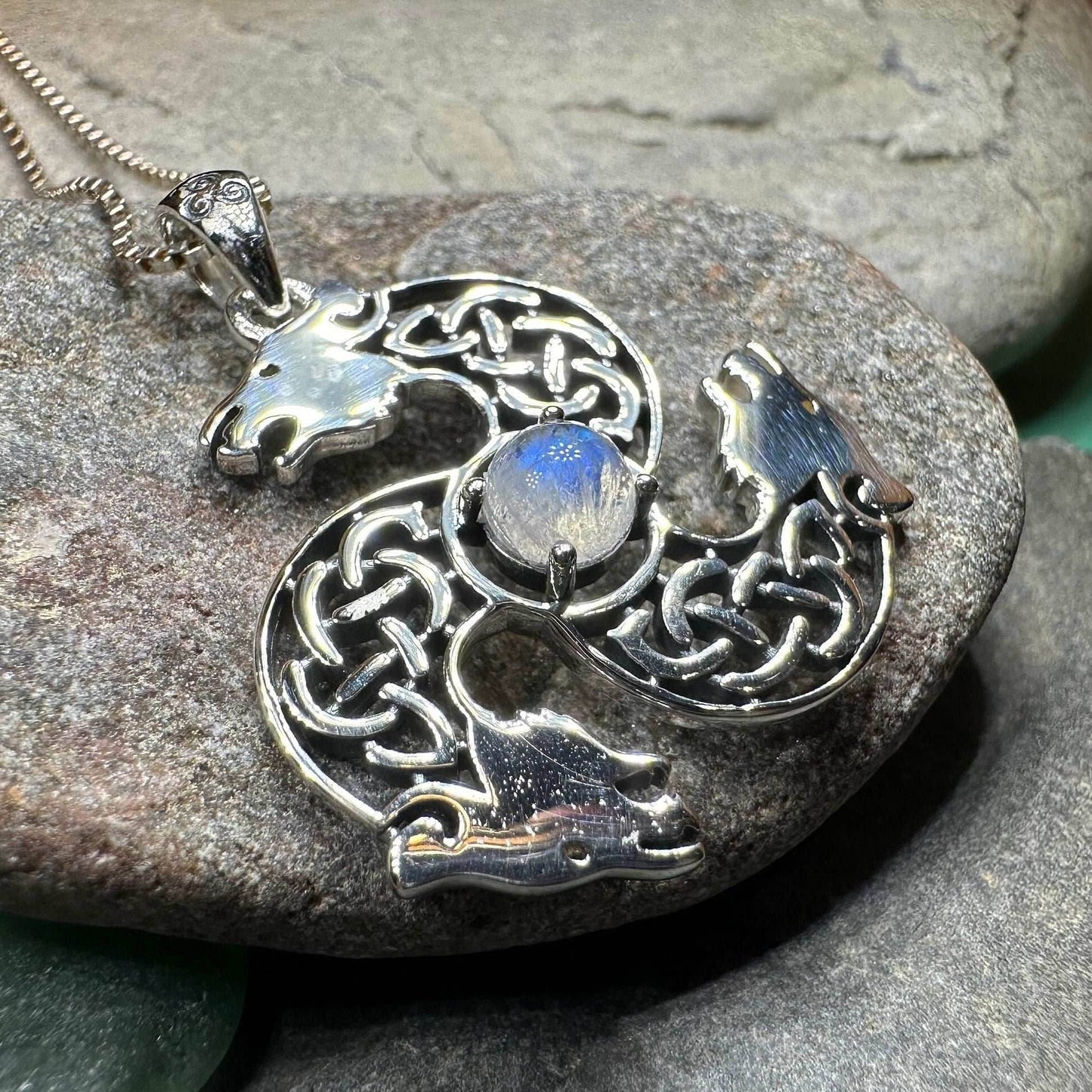 Celtic Bear Triple Spiral Necklace - 18