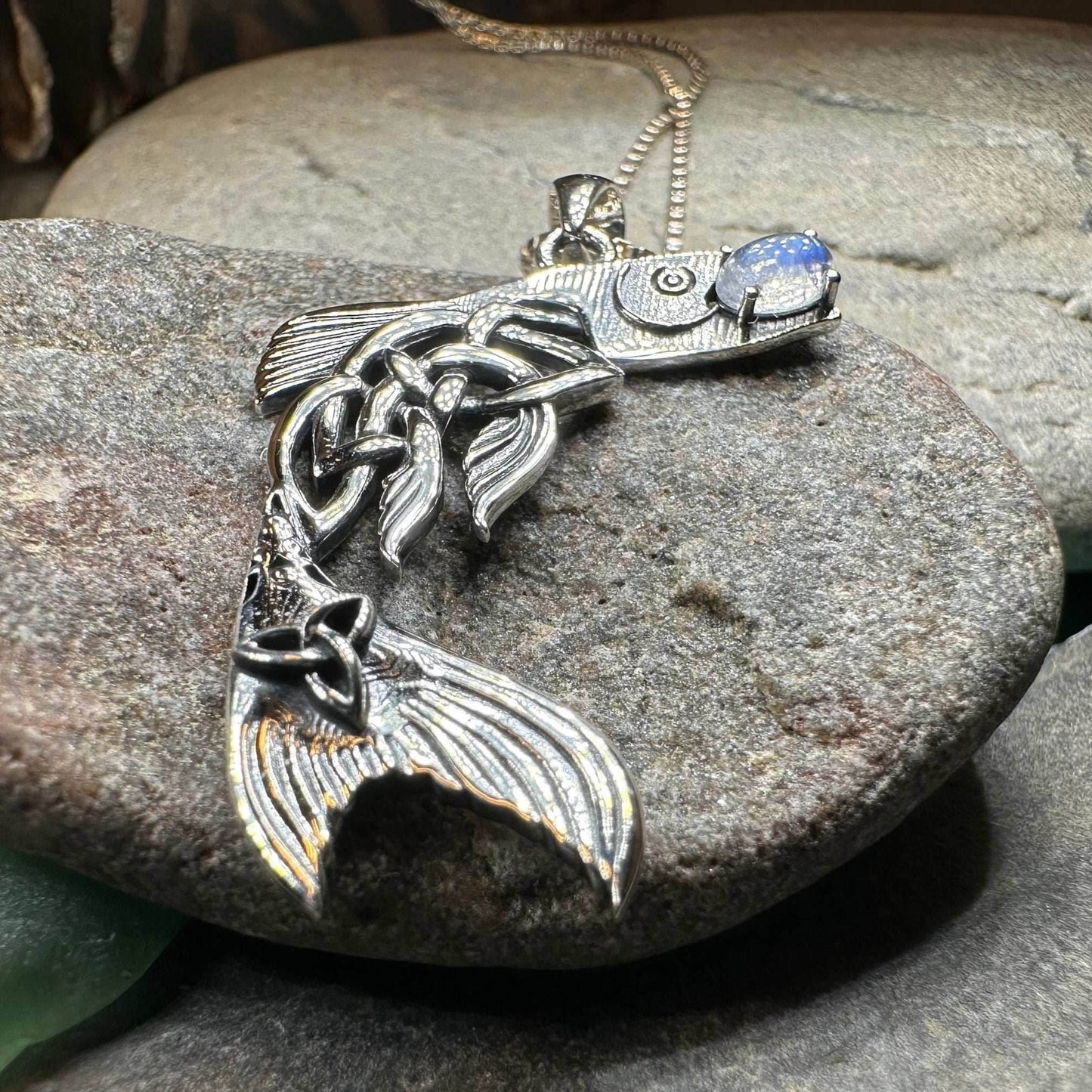 Irish Salmon of Knowledge Moonstone Necklace - 18