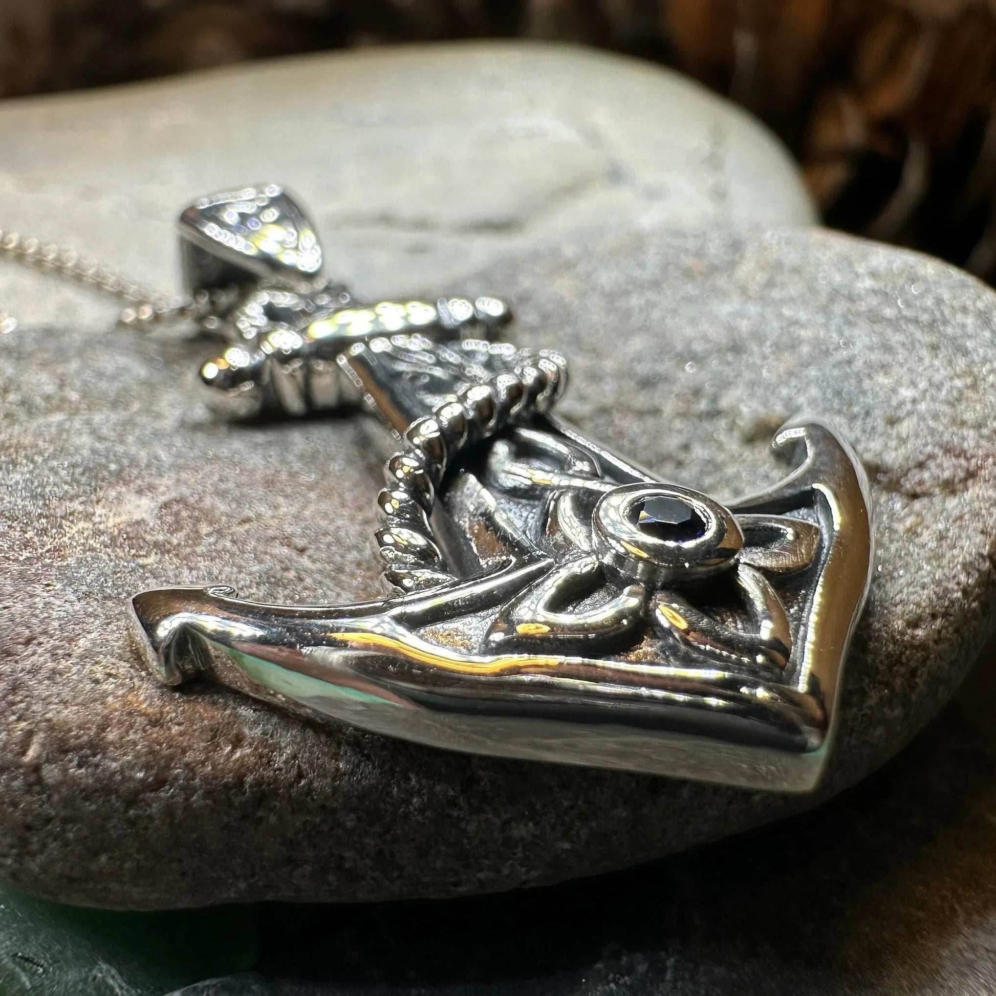 Sapphire Anchor Necklace - 18