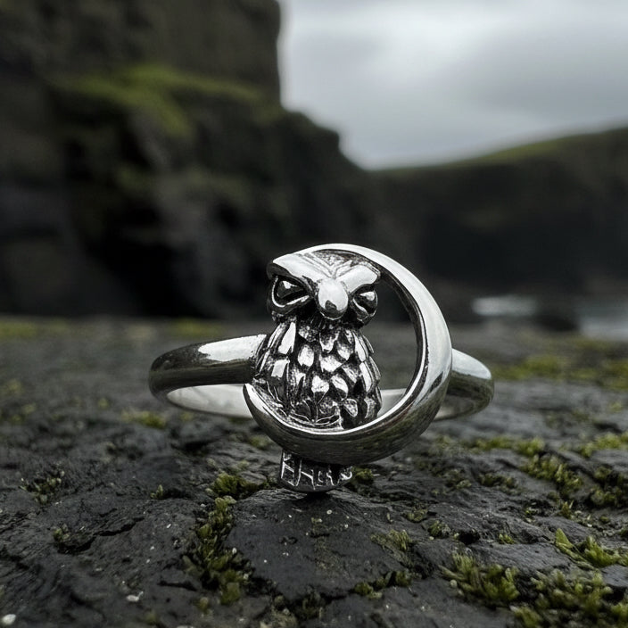 October Moon Owl Ring