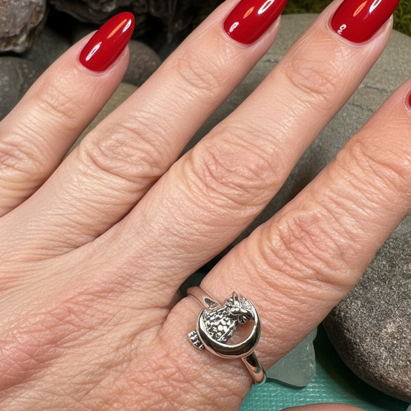 October Moon Owl Ring