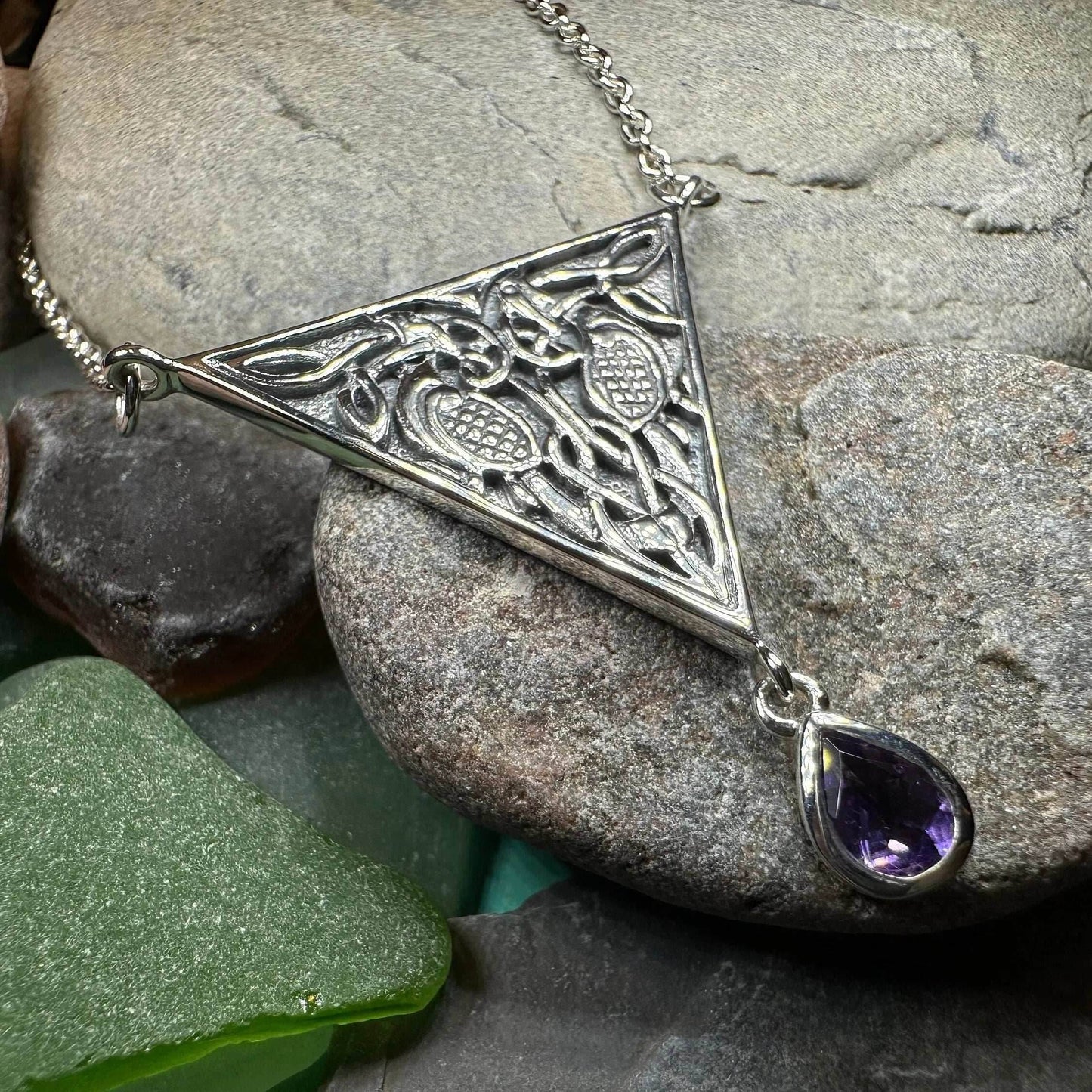 Kells Celtic Birds Necklace - Amethyst