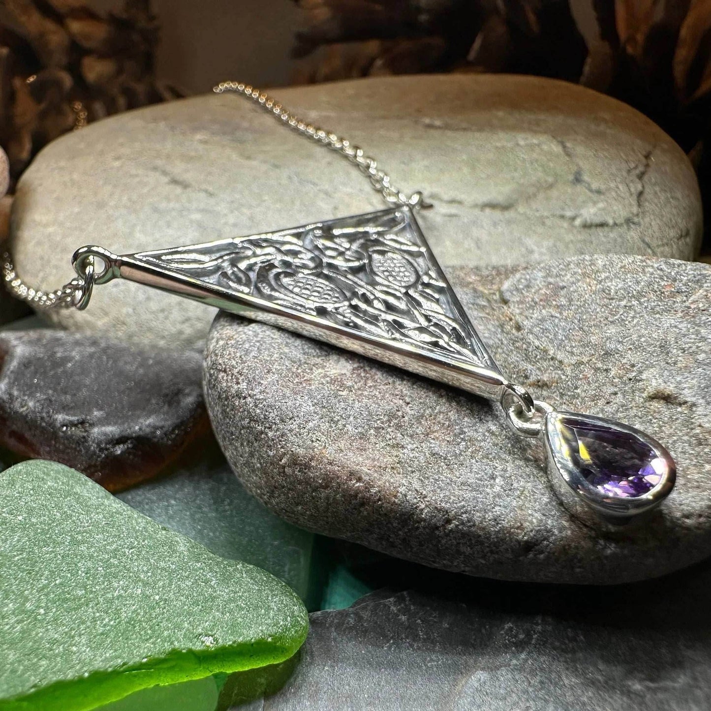 Kells Celtic Birds Necklace - Amethyst