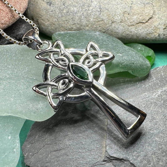 Catherine Celtic Cross Necklace - 18 / Emerald Crystal