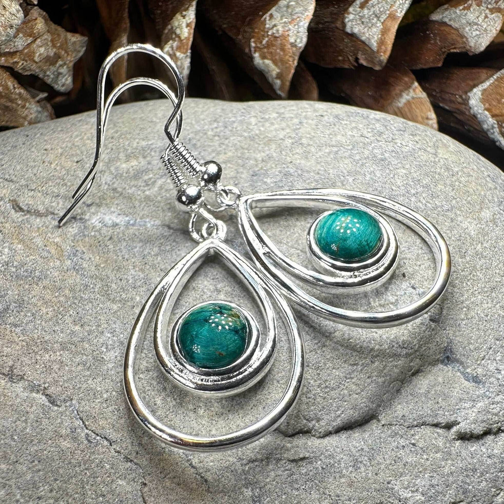 Heathergems Scottish Celtic Drop Earrings - Green