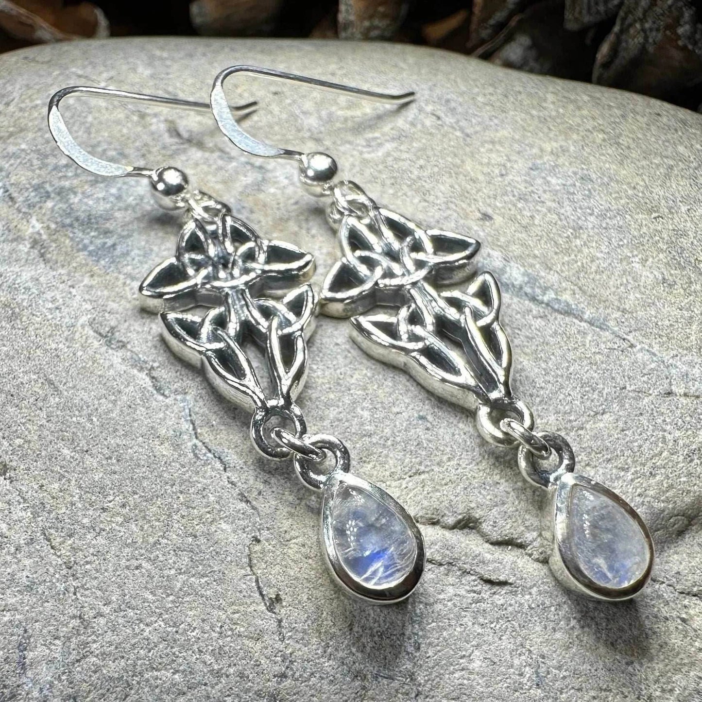 Artisan Long Trinity Knot Earrings - Amethyst
